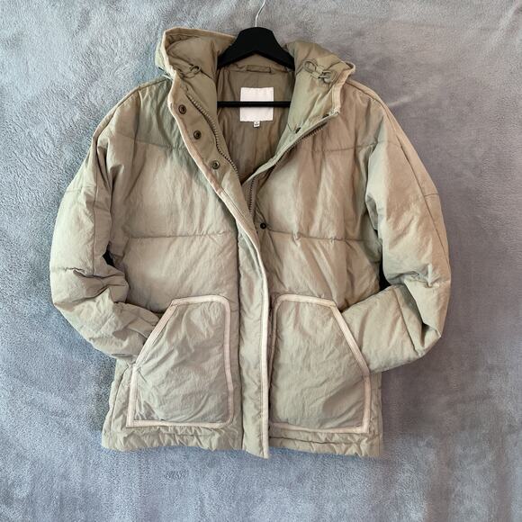 Madewell Women's Large Beige Puffer quilted Jacket Full Zip Size S, Brown camel - Picture 6 of 12